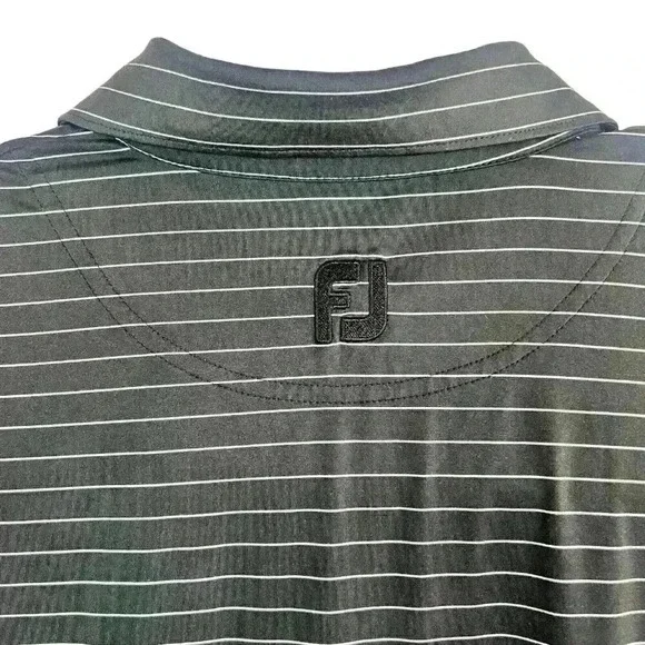 FootJoy Golf Polo Large Black with White Stripes West Lake - Athletic Fit - Picture 5 of 8